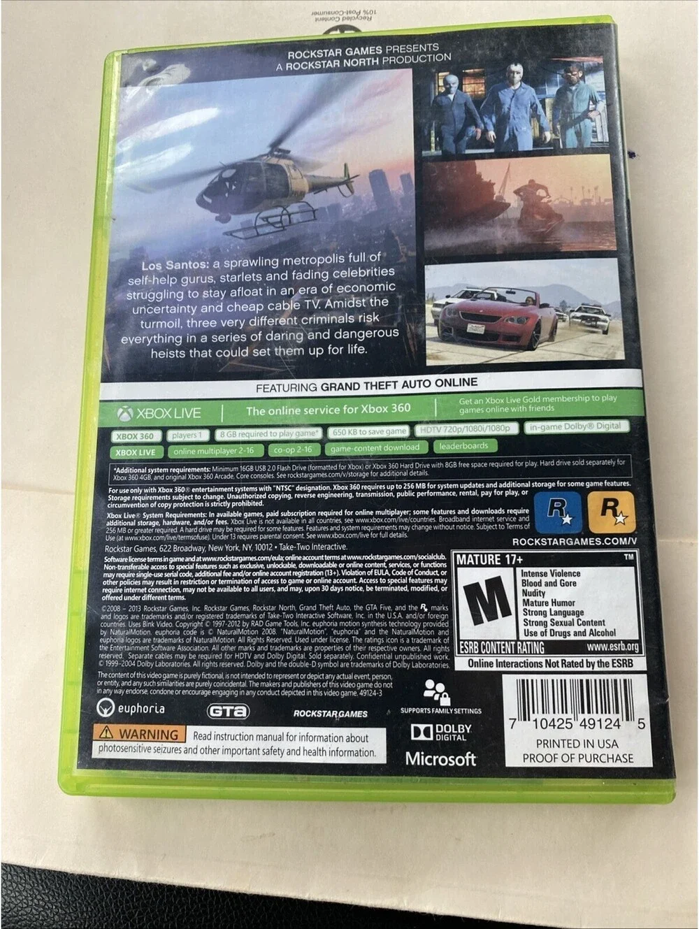 Grand Theft Auto V (GTA 5) – Xbox 360 – PAL – Complete with 2 Discs